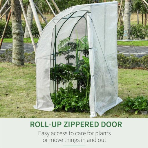 Outsunny 7' x 7' Outdoor Walk-In Greenhouse, Plant Nursery with Roll-up and PE Cover - Image 2