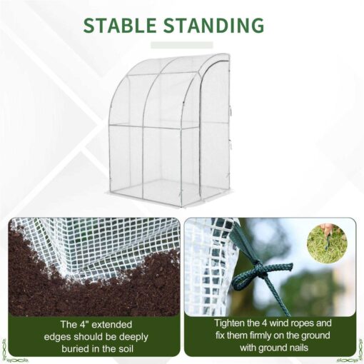 Outsunny 7' x 7' Outdoor Walk-In Greenhouse, Plant Nursery with Roll-up and PE Cover - Image 4