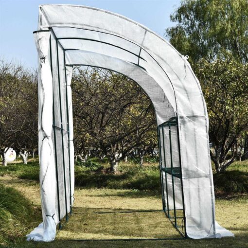Outsunny 7' x 7' Outdoor Walk-In Greenhouse, Plant Nursery with Roll-up and PE Cover - Image 2