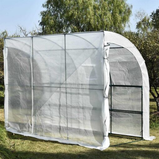 Outsunny 7' x 7' Outdoor Walk-In Greenhouse, Plant Nursery with Roll-up and PE Cover - Image 5