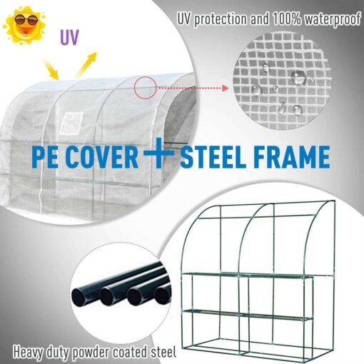 Outsunny 7' x 7' Outdoor Walk-In Greenhouse, Plant Nursery with Roll-up and PE Cover - Image 4