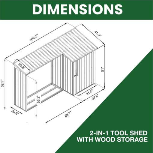 Hanover 2-in-1 Galvanized Steel Multi-Use Shed - Image 5