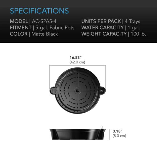 AC Infinity Self-Watering Fabric Pot Base 4-Pack - Image 5