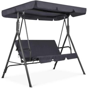 Best Choice Products 2-Person Outdoor Large Convertible Canopy Swing Glider Chair with Removable Cushions