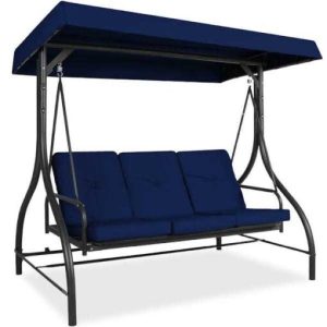 Best Choice Products 2-Person Outdoor Large Convertible Canopy Swing Glider Chair with Removable Cushions