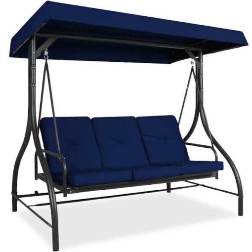 Best Choice Products 2-Person Outdoor Large Convertible Canopy Swing Glider Chair with Removable Cushions