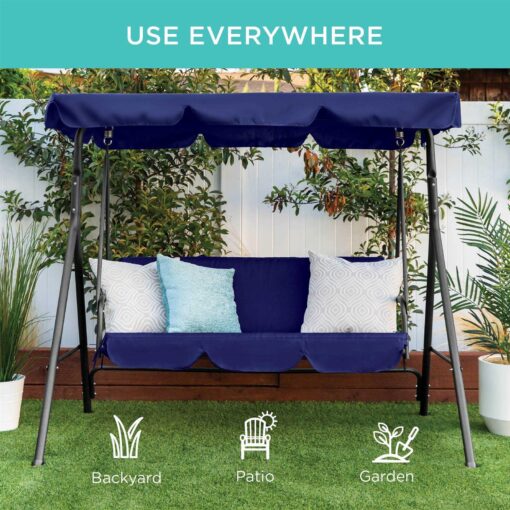 Best Choice Products 2-Person Outdoor Large Convertible Canopy Swing Glider Chair with Removable Cushions - Image 3