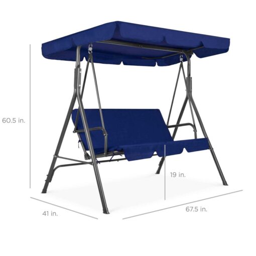 Best Choice Products 2-Person Outdoor Large Convertible Canopy Swing Glider Chair with Removable Cushions - Image 5