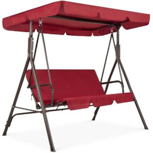 Best Choice Products 2-Person Outdoor Large Convertible Canopy Swing Glider Chair with Removable Cushions