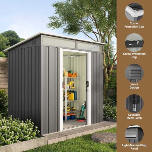 Aiho 6 x Outdoor Storage Shed on Clearance with Sliding Double Doors for Garden - Image 2