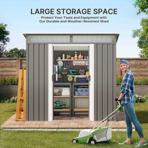 Aiho 6 x Outdoor Storage Shed on Clearance with Sliding Double Doors for Garden - Image 5