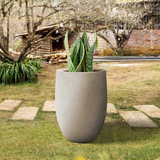 Kante 21.7H Weathered Concrete Tall Planter, Large Outdoor Indoor Decorative Pot with Drainage Hole and Rubber Plug - Image 5