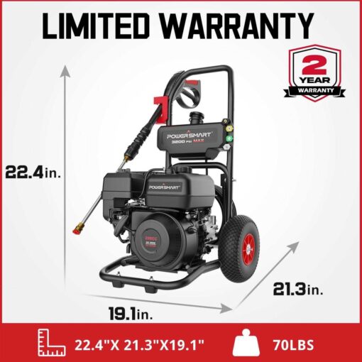 Powersmart 3200psi Gas Pressure Washer with 5 Nozzles & Soap Tank High Pressure Washer,70lb - Image 4