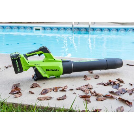 Greenworks 40V Brushless Axial Leaf Blower 4Ah USB Battery - Image 2
