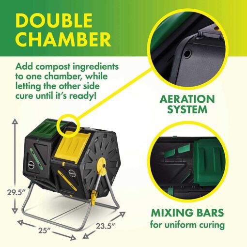 Miracle Gro Dual Chamber Compost Tumbler Outdoor Bin with Easy-Turn System - Image 4