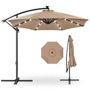 Best Choice Products 10ft Offset Hanging Outdoor Market Patio Umbrella with Easy Tilt Adjustment
