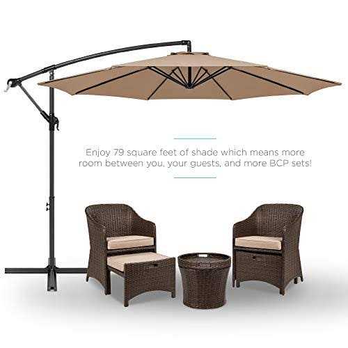 Best Choice Products 10ft Offset Hanging Outdoor Market Patio Umbrella with Easy Tilt Adjustment - Image 2