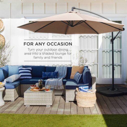 Best Choice Products 10ft Offset Hanging Outdoor Market Patio Umbrella with Easy Tilt Adjustment - Image 4