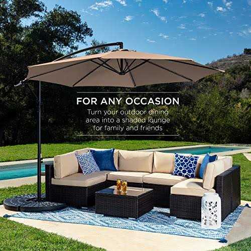 Best Choice Products 10ft Offset Hanging Outdoor Market Patio Umbrella with Easy Tilt Adjustment - Image 3