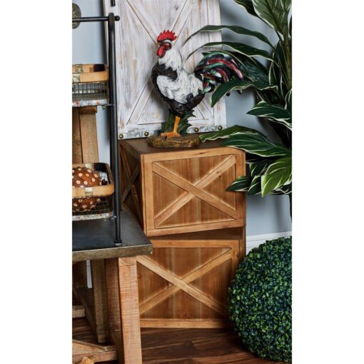 12 in. x 16 in. Light Brown Wood Farmhouse Planter (Set of 3) - Image 3