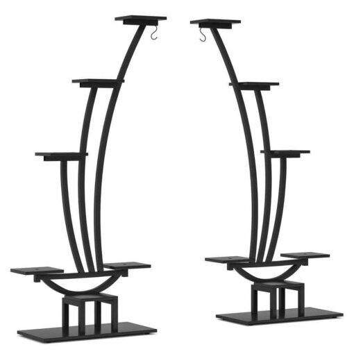BYBLIGHT Wellston 59.8 5-Tier Indoor Plant Stand Flower Rack with 2-Hooks