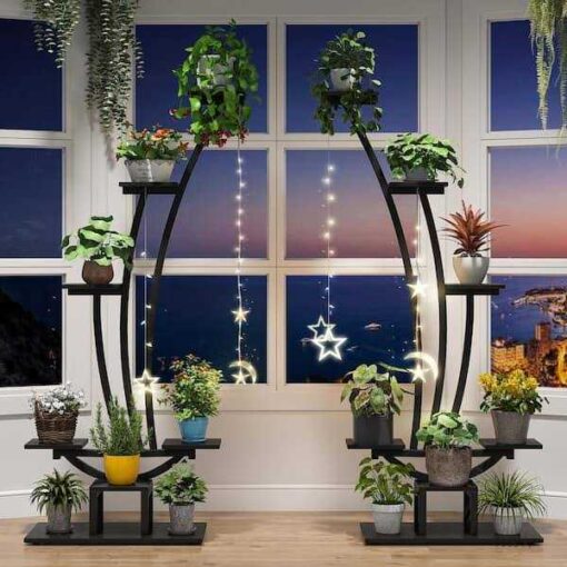BYBLIGHT Wellston 59.8 5-Tier Indoor Plant Stand Flower Rack with 2-Hooks - Image 2