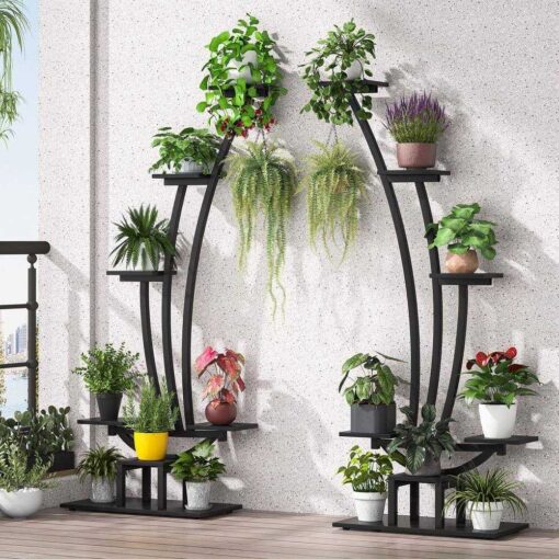 BYBLIGHT Wellston 59.8 5-Tier Indoor Plant Stand Flower Rack with 2-Hooks - Image 5