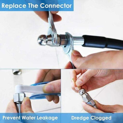ZOFINE Sewer Jetter Kit for Pressure Washer Newest 5800PSI Drain Cleaner Hose 1/4 Inch NPT Corner, Rotating and Button Nose Sewer Jetting Nozzle - Image 3