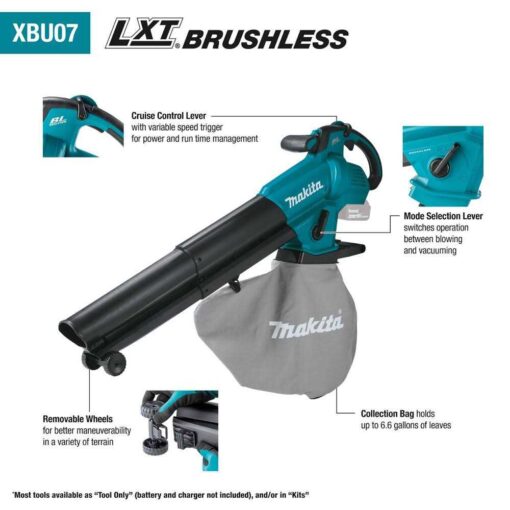 Makita 18V LXT Brushless Blower/Vacuum Mulcher Kit - XBU07SM1 - Image 4