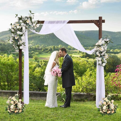 SHUOTAO 7.2FT Wooden Arch Wedding Arch for Ceremony Gorgeous Wooden Arbor Decoration - Image 2