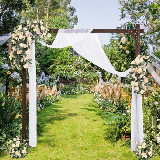 SHUOTAO 7.2FT Wooden Arch Wedding Arch for Ceremony Gorgeous Wooden Arbor Decoration - Image 4