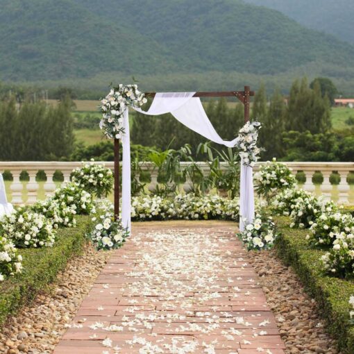 SHUOTAO 7.2FT Wooden Arch Wedding Arch for Ceremony Gorgeous Wooden Arbor Decoration - Image 5
