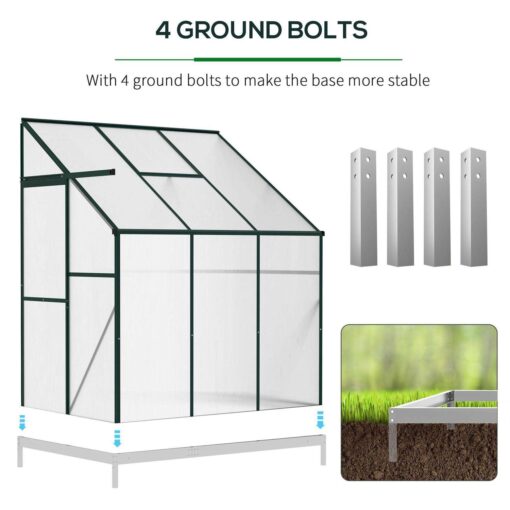 Outsunny Walk-in Garden Greenhouse Aluminum Polycarbonate with Roof Vent for Plants - Image 2