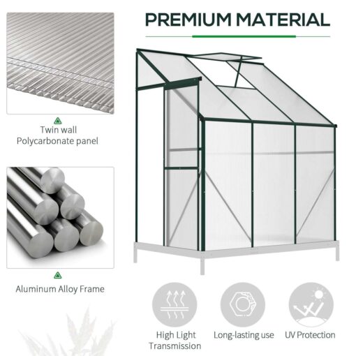 Outsunny Walk-in Garden Greenhouse Aluminum Polycarbonate with Roof Vent for Plants - Image 4