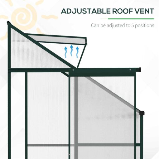 Outsunny Walk-in Garden Greenhouse Aluminum Polycarbonate with Roof Vent for Plants - Image 5