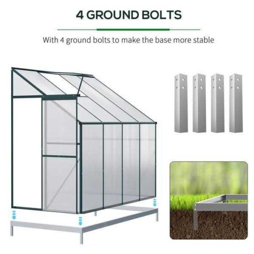 Outsunny Walk-in Garden Greenhouse Aluminum Polycarbonate with Roof Vent for Plants - Image 2