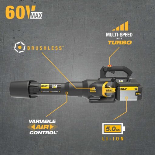 Cat 60V 800 CFM 170 MPH Brushless Leaf Blower DG651 - Image 3