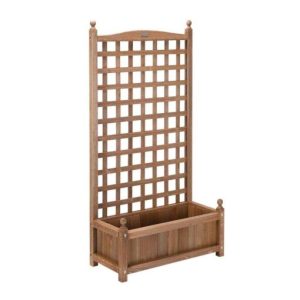 VIVOHOME Wood Planter Raised Bed with Trellis VIVOHOME