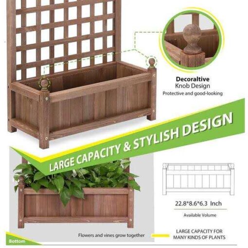 VIVOHOME Wood Planter Raised Bed with Trellis VIVOHOME - Image 3