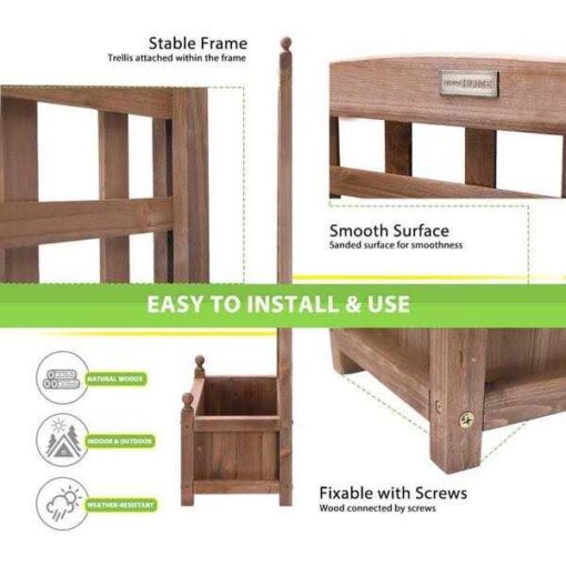 VIVOHOME Wood Planter Raised Bed with Trellis VIVOHOME - Image 4