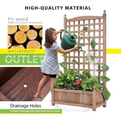 VIVOHOME Wood Planter Raised Bed with Trellis VIVOHOME - Image 5