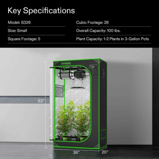 Grow Tent High Reflective Mylar with Observation Window and Floor Tray for Hydroponics Indoor Plant - Image 4