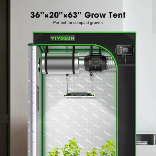 Grow Tent High Reflective Mylar with Observation Window and Floor Tray for Hydroponics Indoor Plant - Image 5