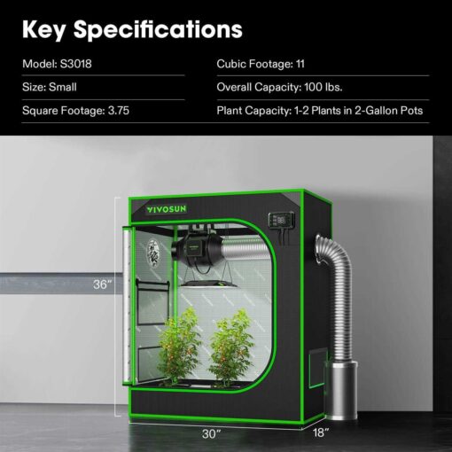 Grow Tent High Reflective Mylar with Observation Window and Floor Tray for Hydroponics Indoor Plant - Image 3