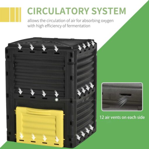 Outsunny Garden Compost Bin 80 Gallon Outdoor Large Capacity Composter Fast Create Fertile Soil Aerating Box - Image 4