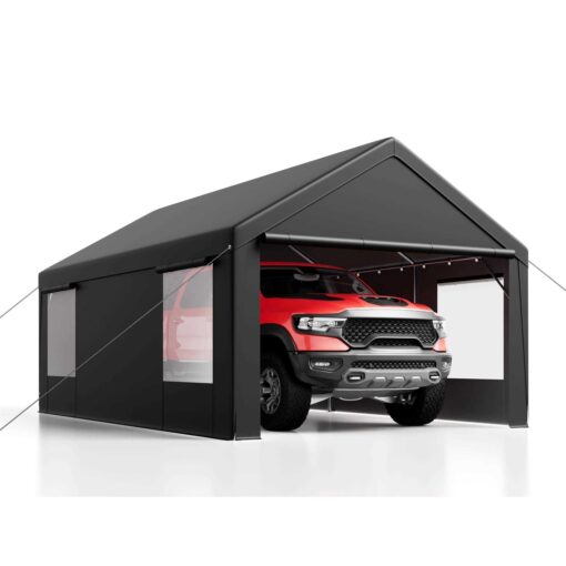 Luckyberry 10’x 20' Heavy Duty Carport with Roll-up Ventilated Windows