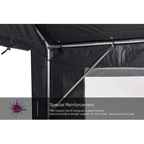 Luckyberry 10’x 20' Heavy Duty Carport with Roll-up Ventilated Windows - Image 3