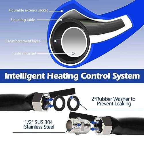 Bipeoo 100FT 30FT 50FT Heated Water Hose for Rv,-45 °F Antifreeze Drinking Garden Water Hose with Energy Saving Thermostat,1/2 Inner Diameter Rv - Image 3