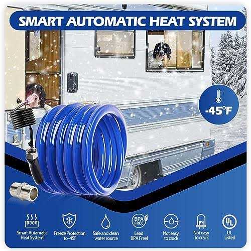 Bipeoo 100FT 30FT 50FT Heated Water Hose for Rv,-45 °F Antifreeze Drinking Garden Water Hose with Energy Saving Thermostat,1/2 Inner Diameter Rv - Image 4