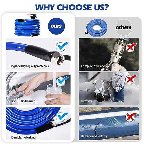 Bipeoo 100FT 30FT 50FT Heated Water Hose for Rv,-45 °F Antifreeze Drinking Garden Water Hose with Energy Saving Thermostat,1/2 Inner Diameter Rv - Image 5